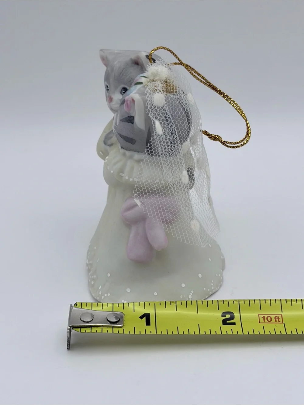 Vintage Cat Bride & Groom Ornament 1987 Wedding Kitty Cucumber Schmid B Shackman